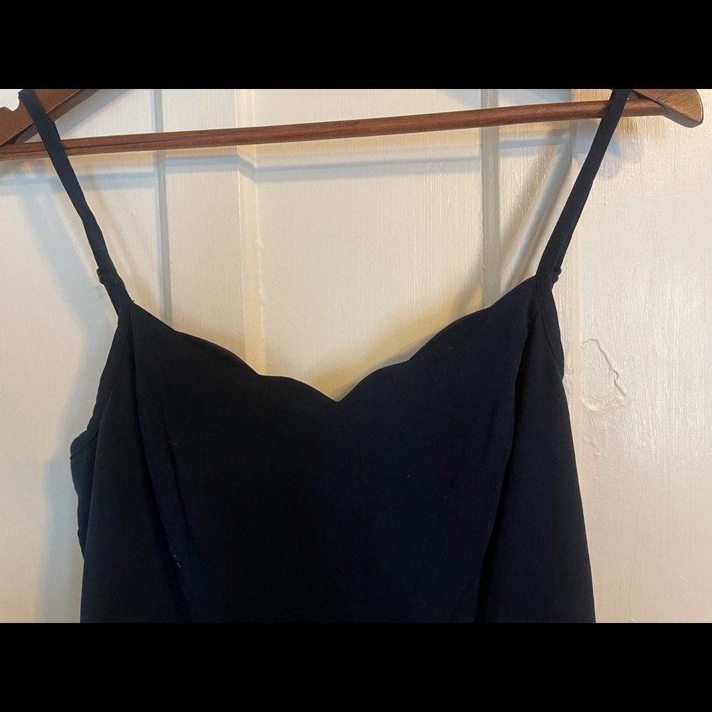 Navy Evening Jumpsuit w Scallop and Button Details